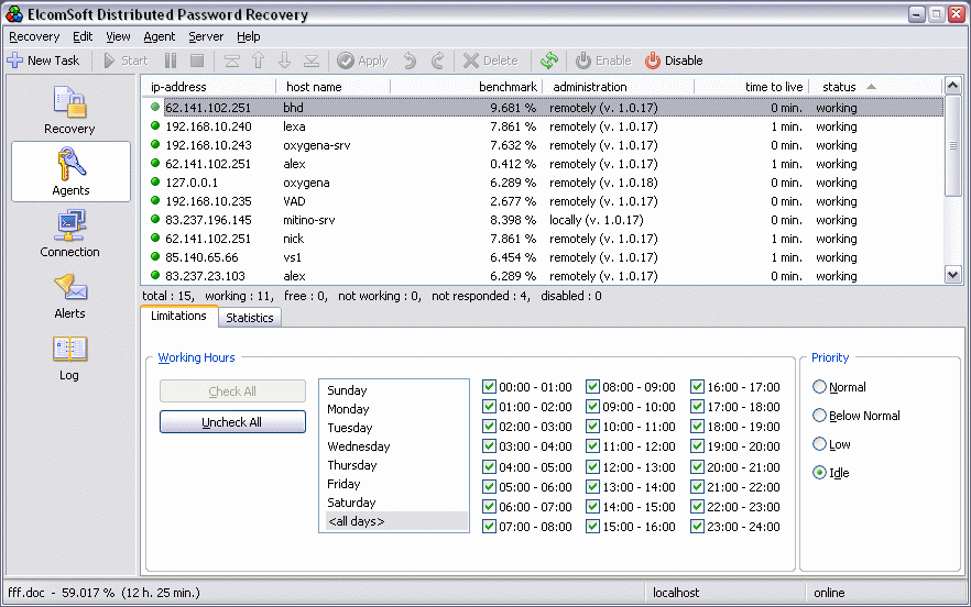 Elcomsoft Distributed Password Recovery（up to 5 clients）